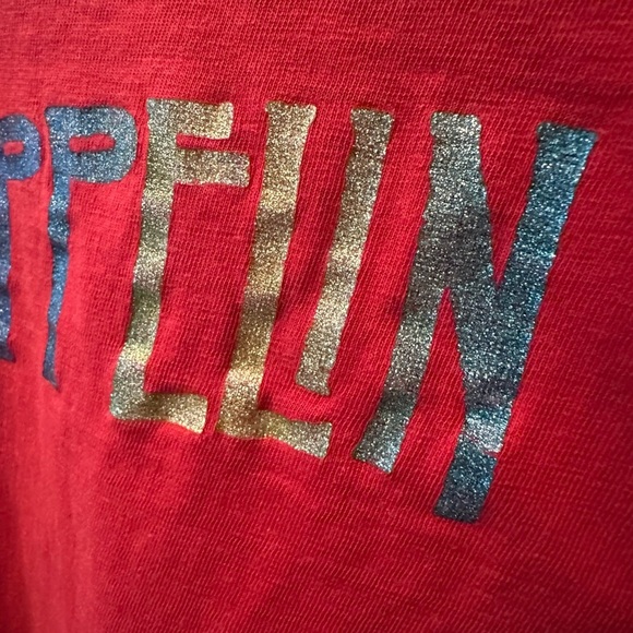 Vtg Ladies Unisex 1970s Rainbow Glitter Led Zeppelin Red T Shirt Sz S/M*READ - Picture 4 of 11